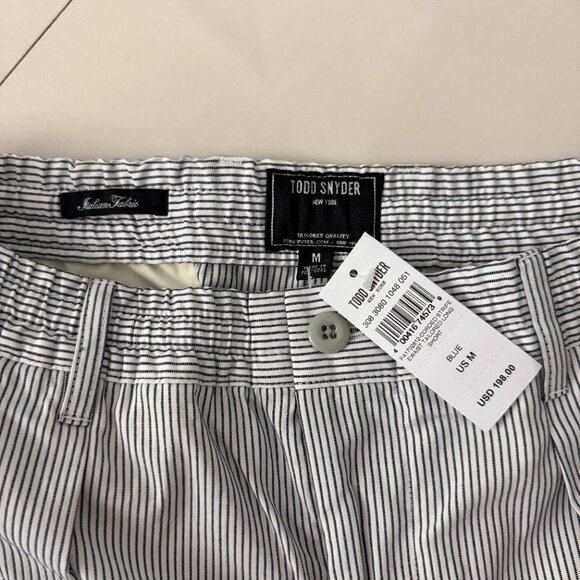 10" Italian Relaxed Bermuda Short in White Corded Stripe (M) - Picture 4 of 4